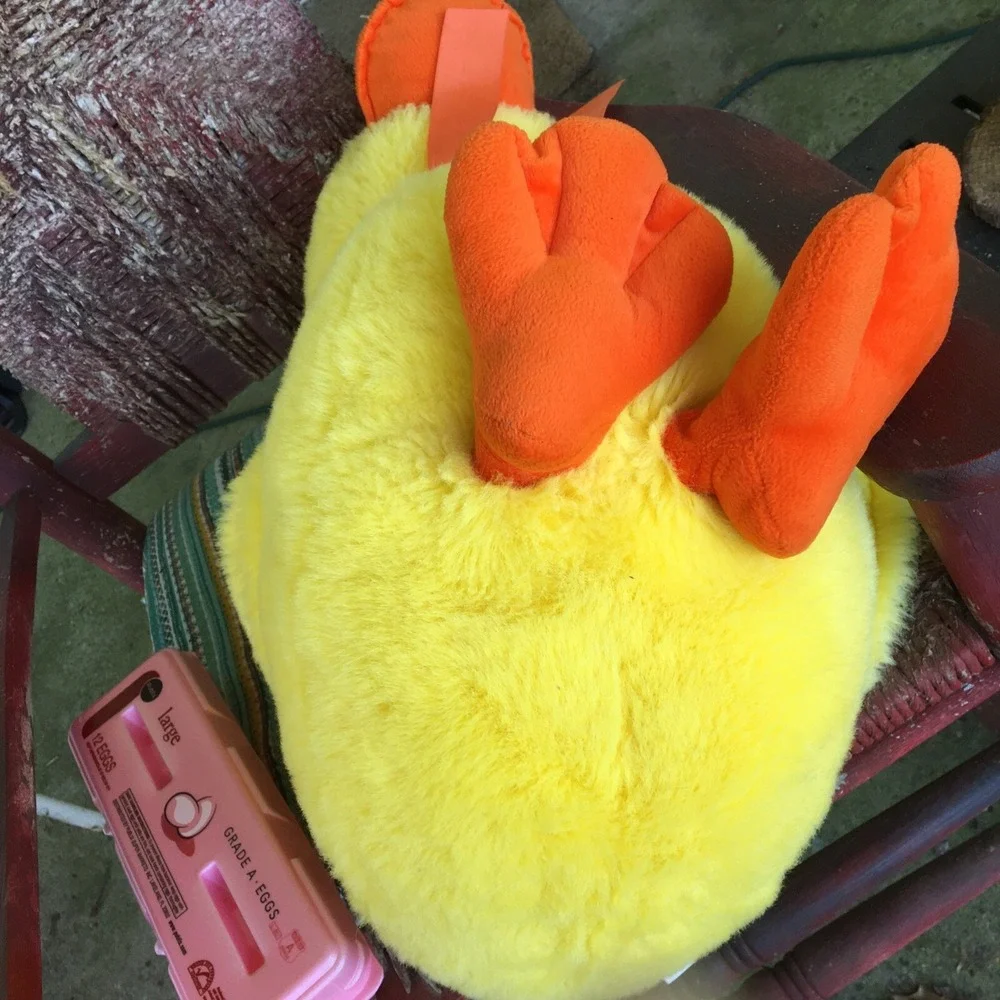 Vintage Large Yellow Duck Soft Plush Grosgrain Bow 24